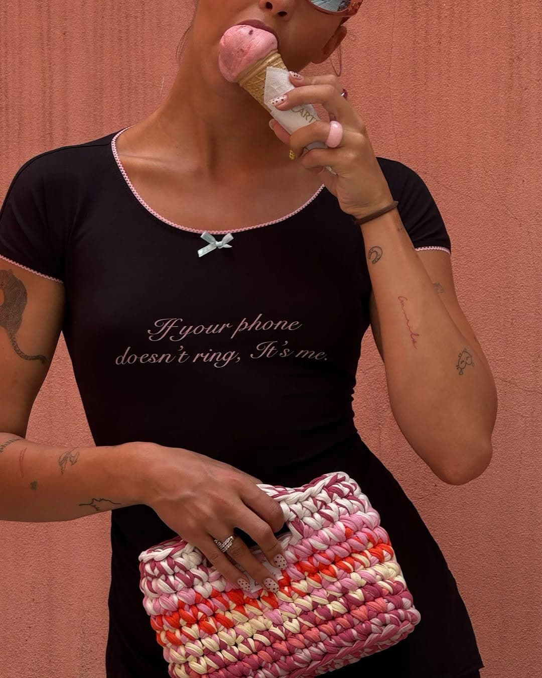 Ribbon T-Shirt (Bela + Crna)